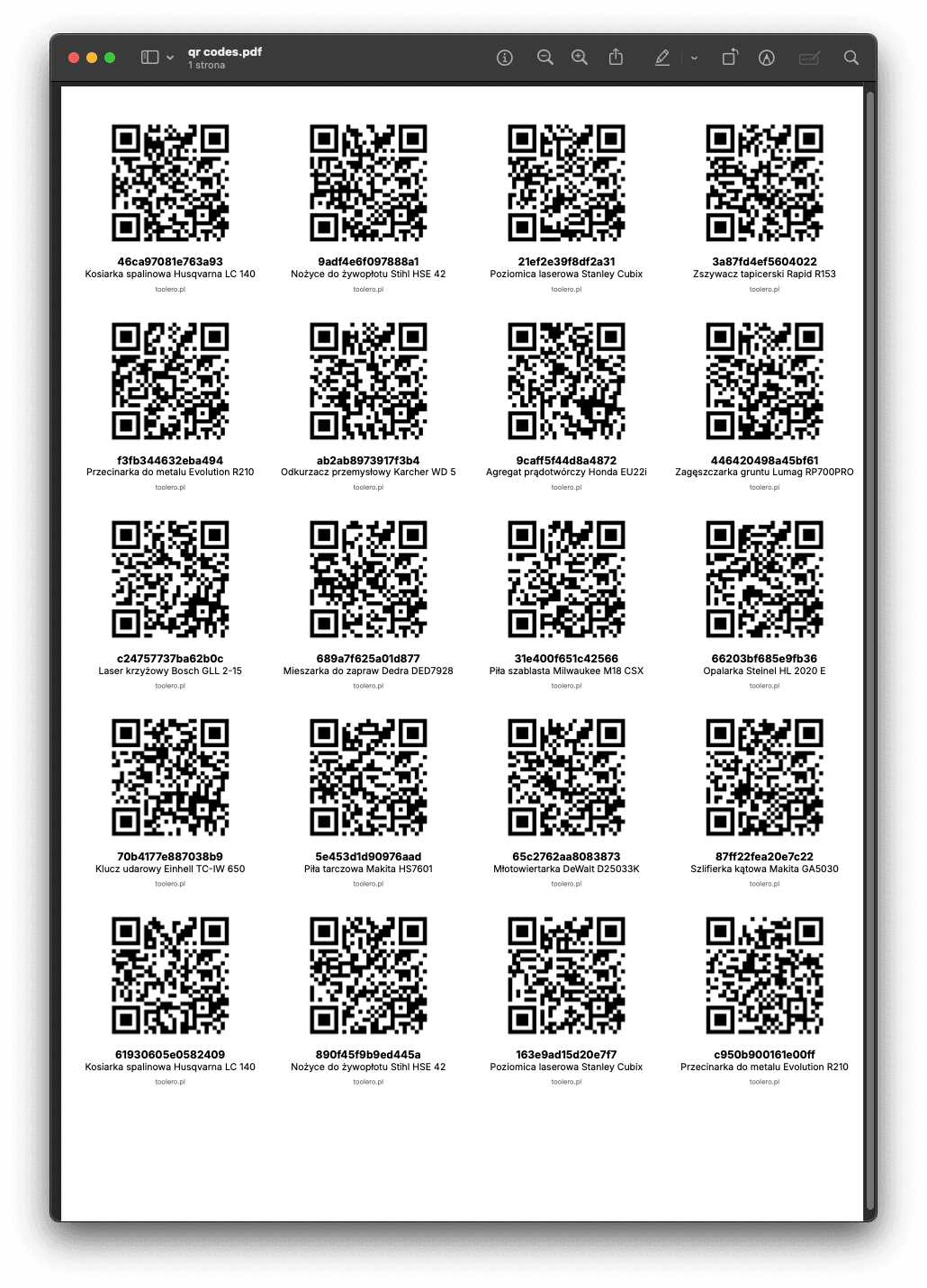 Oznaczanie narzędzi kodami QR - poradnik