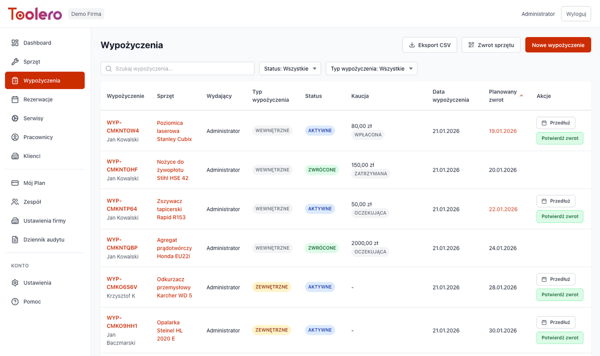 Etykieta z kodem QR naklejona na wiertarkę - system ewidencji narzędzi Toolero