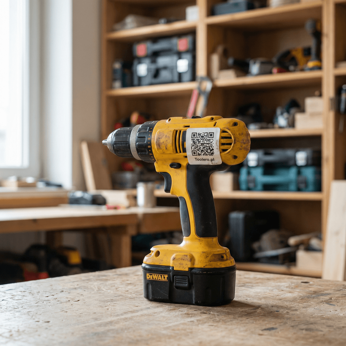 Narzędzie z naklejonym kodem QR