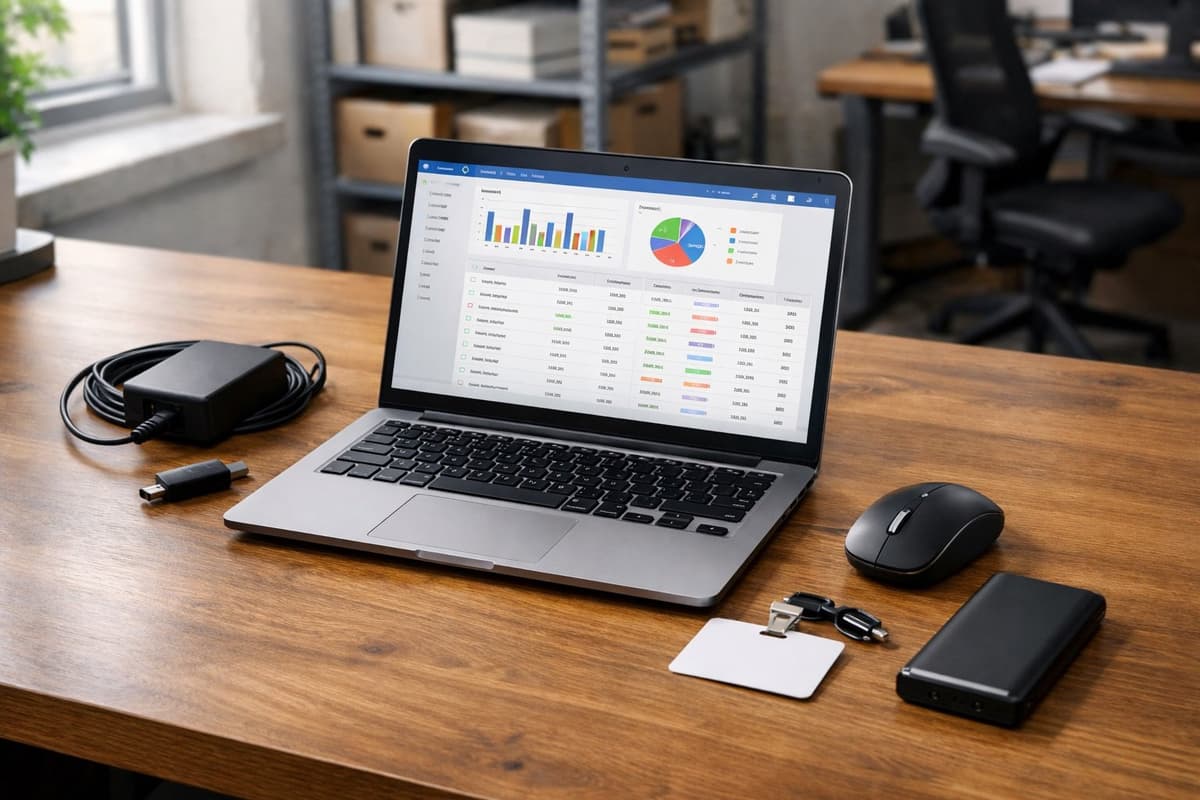 Equipment tracking dashboard on a computer screen