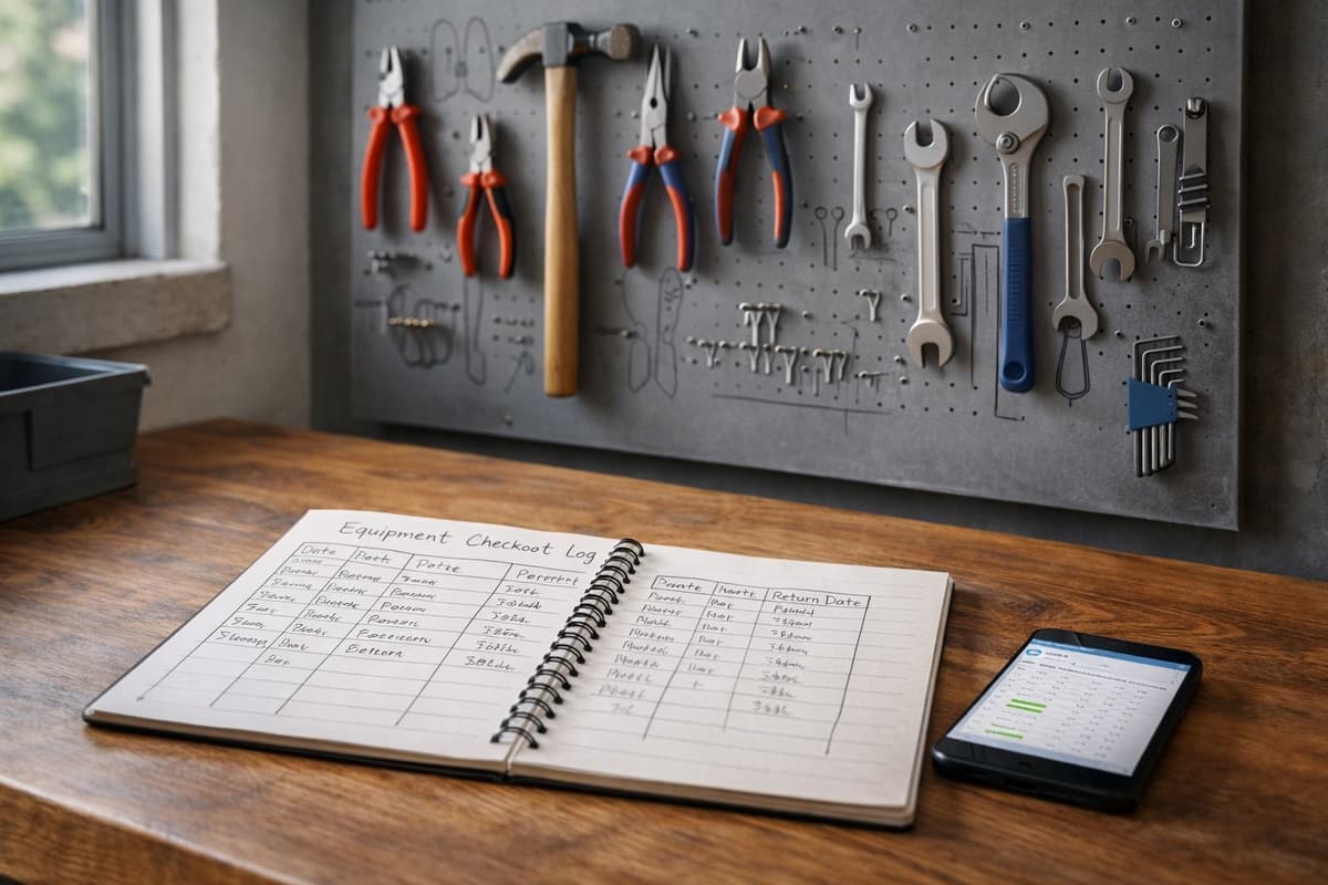 Organized tools on a workshop shadow board