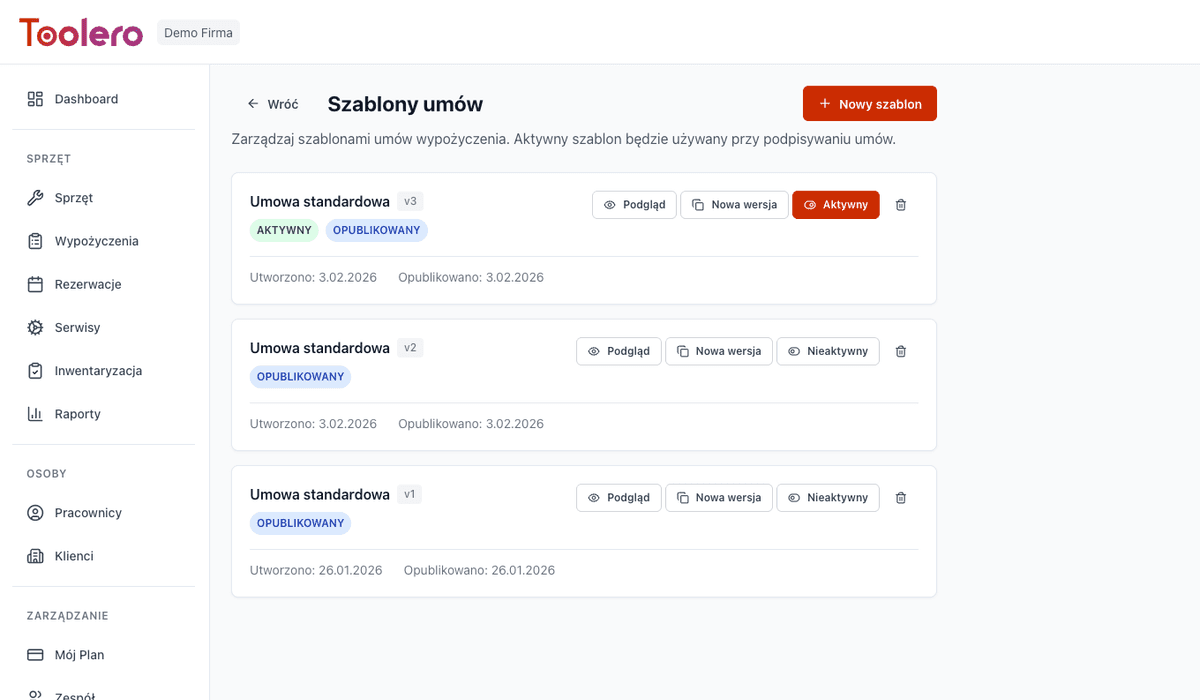 Generating rental contract in Toolero