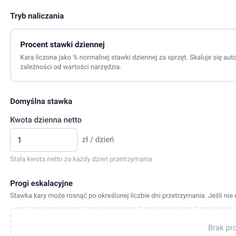 Late fee and rate configuration