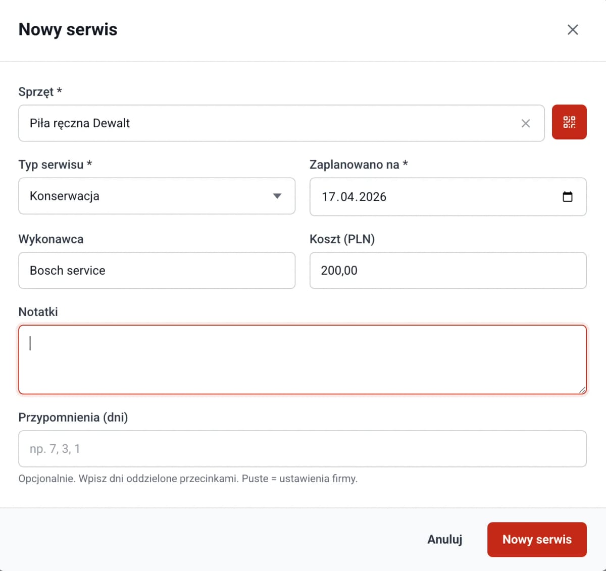Scheduling inspections and reminders in Toolero