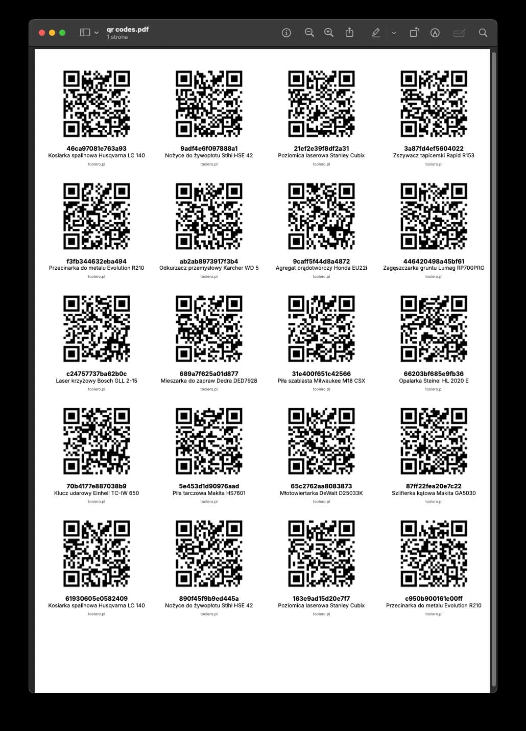 Oznaczanie narzędzi kodami QR - poradnik